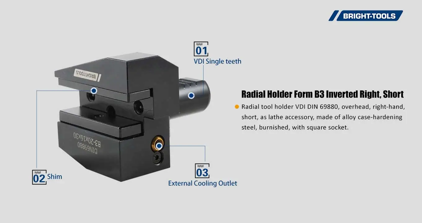 Radial Holder Form B3 Inverted Right, Short Of Mt Driven Tools