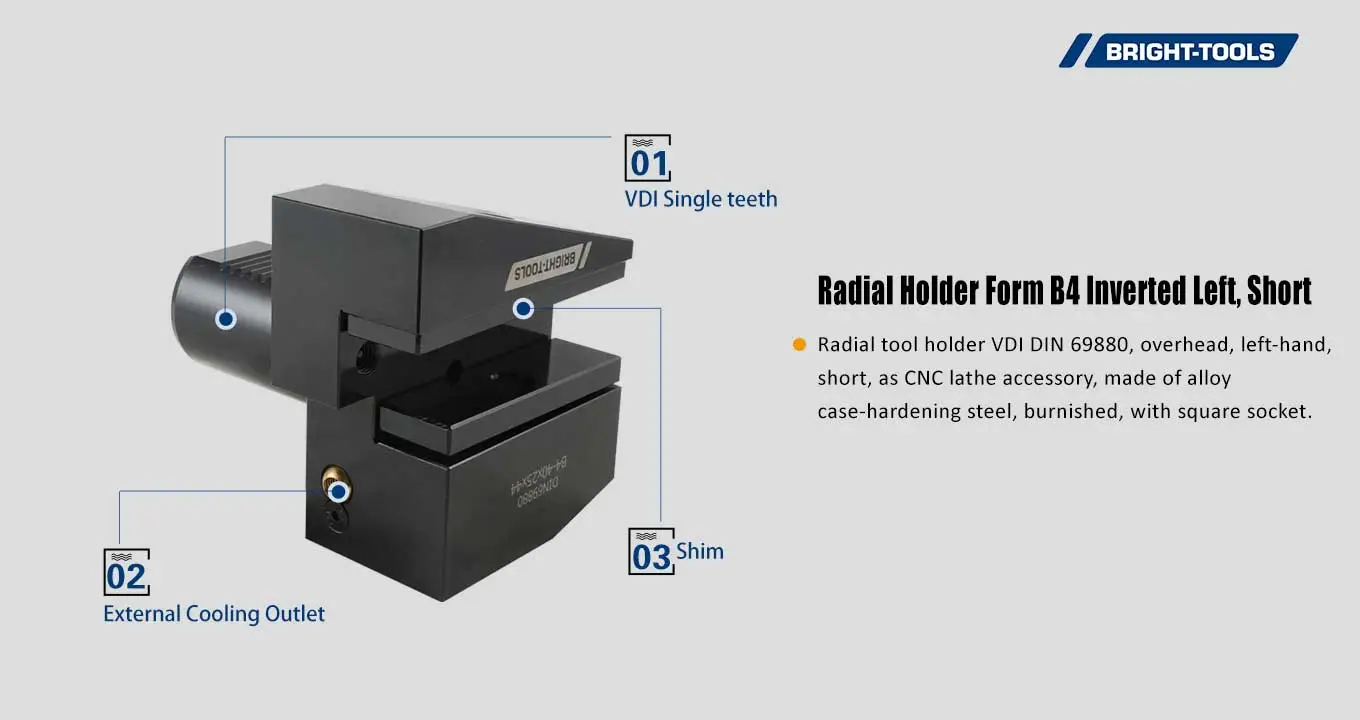 Radial Holder Form B4 Inverted Left, Short Of Mt Driven Tools