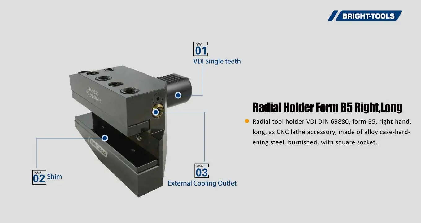 Radial Holder Form B5 Right, Long Of Mt Driven Tools