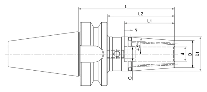 SPECIFICATION OF BT SHRINK FIT CHUCK 4.5°, COOLANT