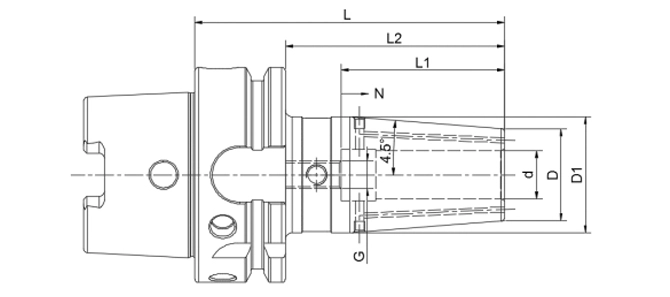 SPECIFICATION OF HSK-A SHRINK FIT CHUCK 4.5°, COOLANT