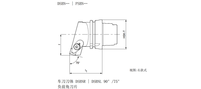 SPECIFICATION OF HSK-T TURNING TOOL DSBNR | DSBNL 90°/75°