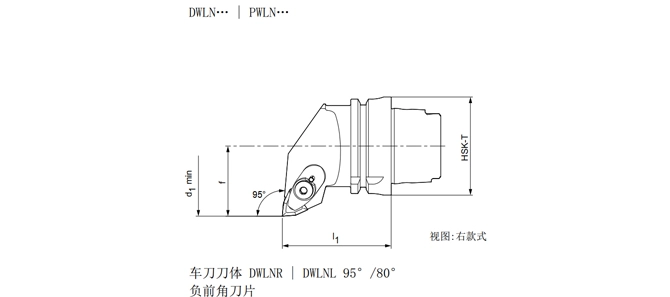 SPECIFICATION OF HSK-T TURNING TOOL DWLNR | DWLNL 95°/80°