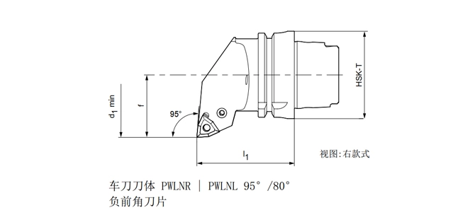 SPECIFICATION OF HSK-T TURNING TOOL PWLNR | PWLNL 95°/80°