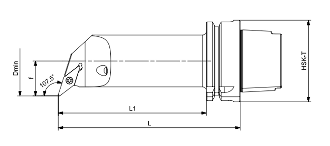 SPECIFICATION OF HSK-T TURNING TOOL LONG SVQCR | SVQCL 107.5°/55°