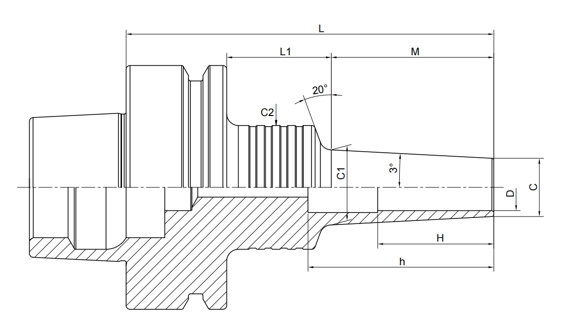 SPECIFICATION OF HSK-E SHRINK CHUCK 3° REGULAR FORM B