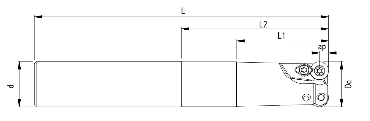 SPECIFICATION OF END MILLING CUTTER, ROUND INSERTS RP1003