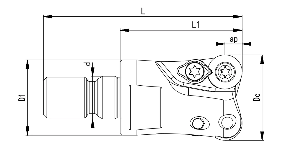 SPECIFICATION OF SCREW-IN MILLING CUTTER, ROUND INSERTS RP1003