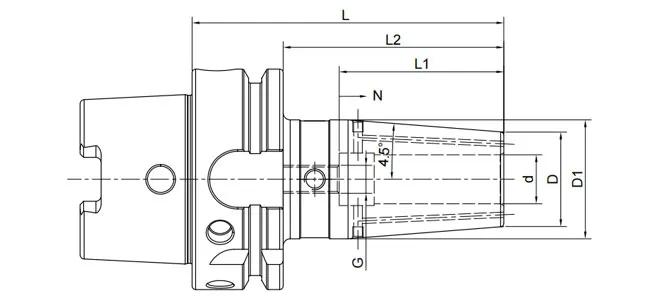 SPECIFICATION OF HSK-A SHRINK FIT CHUCK 4.5°, COOLANT