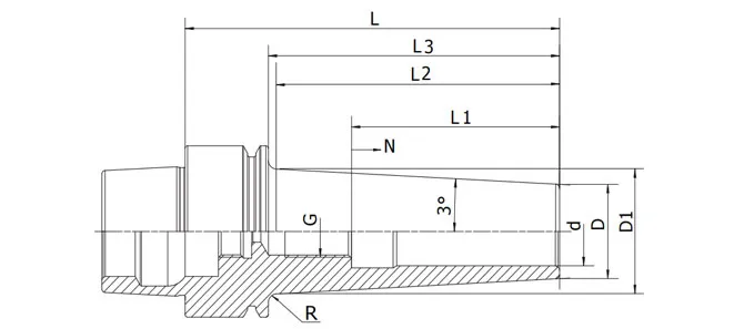 SPECIFICATION OF HSK-E SLIM SHRINK FIT CHUCK 3°