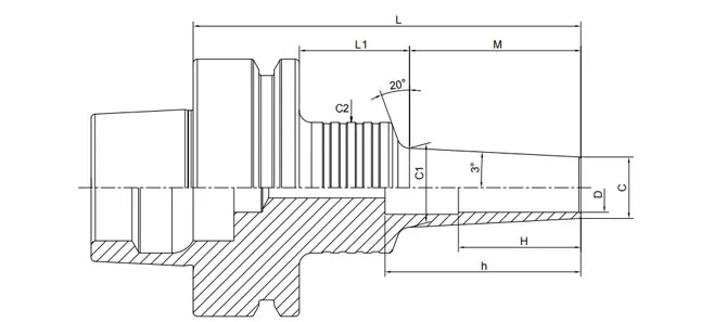 SPECIFICATION OF HSK-E SHRINK CHUCK 3° REGULAR FORM A