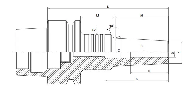 SPECIFICATION OF HSK-E SHRINK CHUCK 3° SLIM FORM A