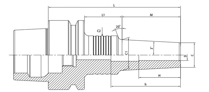 SPECIFICATION OF HSK-E SHRINK CHUCK 3° SLIM FORM B
