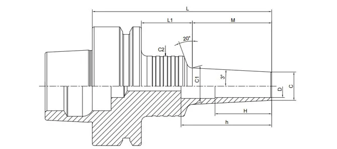 SPECIFICATION OF HSK-F SHRINK CHUCK 3° SLIM FORM A