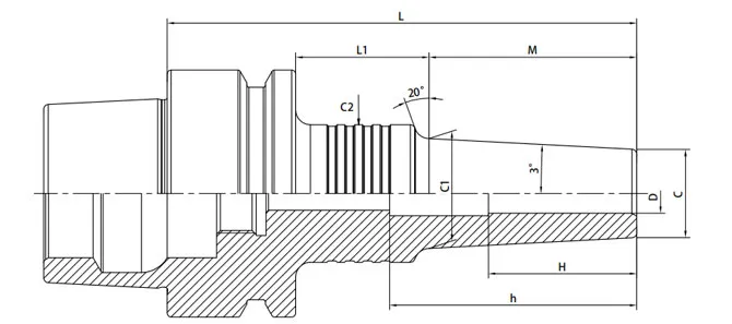 SPECIFICATION OF HSK-E SHRINK CHUCK, 3°, REGULAR, COOLANT