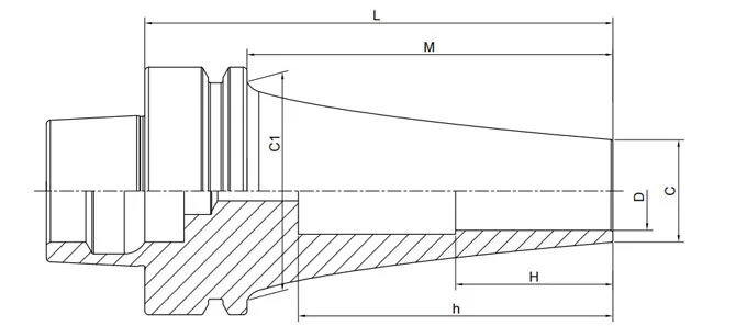 SPECIFICATION OF HSK-F SHRINK CHUCK, CURVED