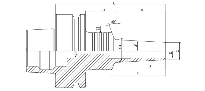 SPECIFICATIONOF HSK-F SHRINK CHUCK, 3°, REGULAR, COOLANT
