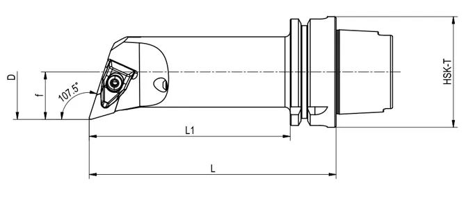 SPECIFICATION OF HSK-T TURNING TOOL DDQNR | DDQNL 107.5°/55°, LONG