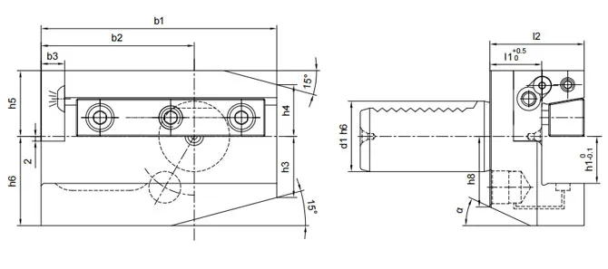 SPECIFICATION OF B6AK RADIAL, LONG, COOLANT, WEDGE CLAMPING HOLDERS